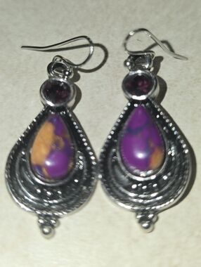 Purple Orange Teardrop Dangle Earrings - Women Jewelry